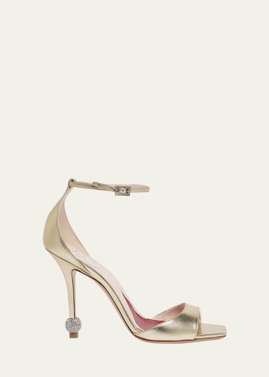 Roger Vivier Marlene Leather Crystal-Heel Sandals