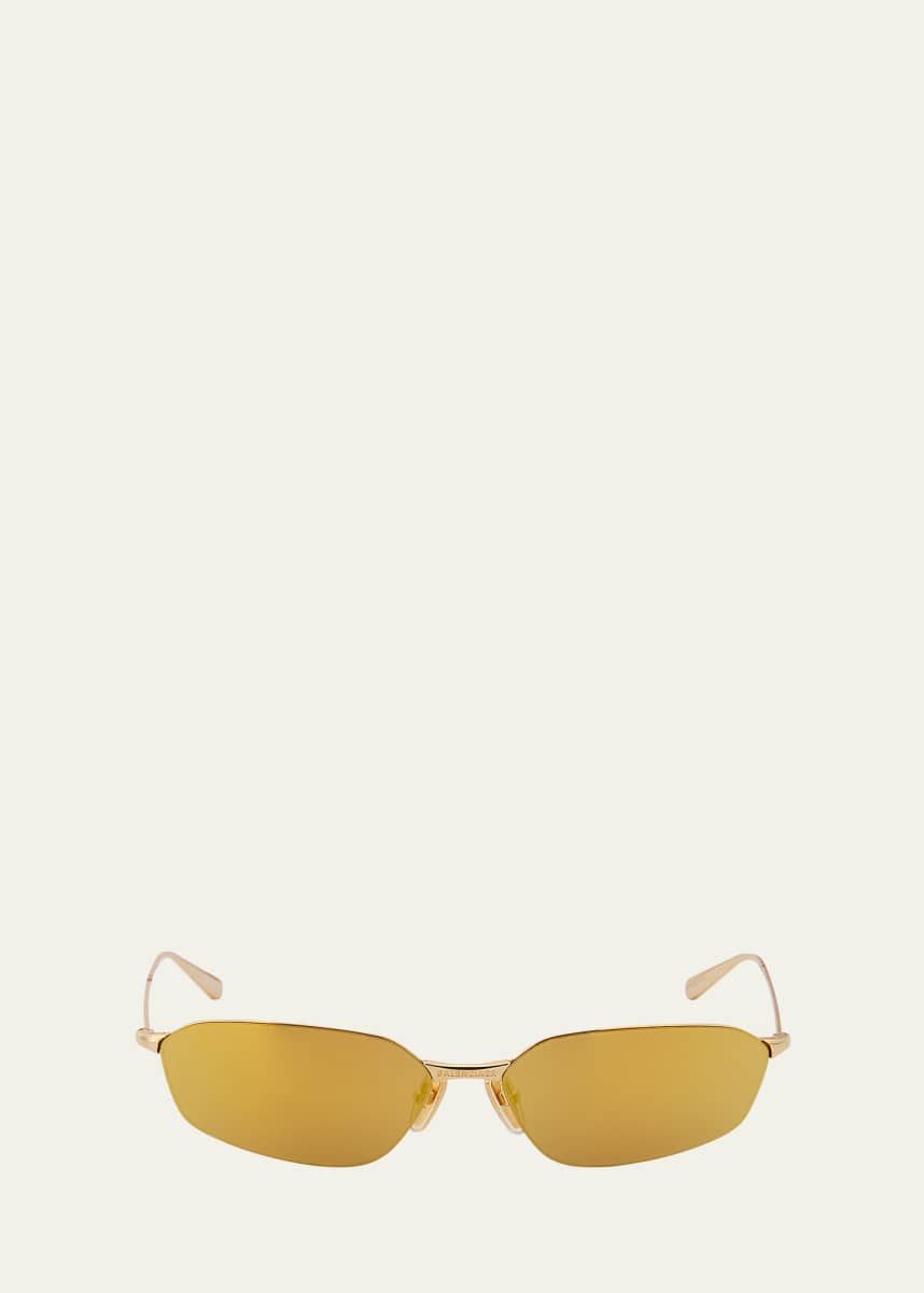 Balenciaga Men's BB0412S Metal Rectangle Sunglasses