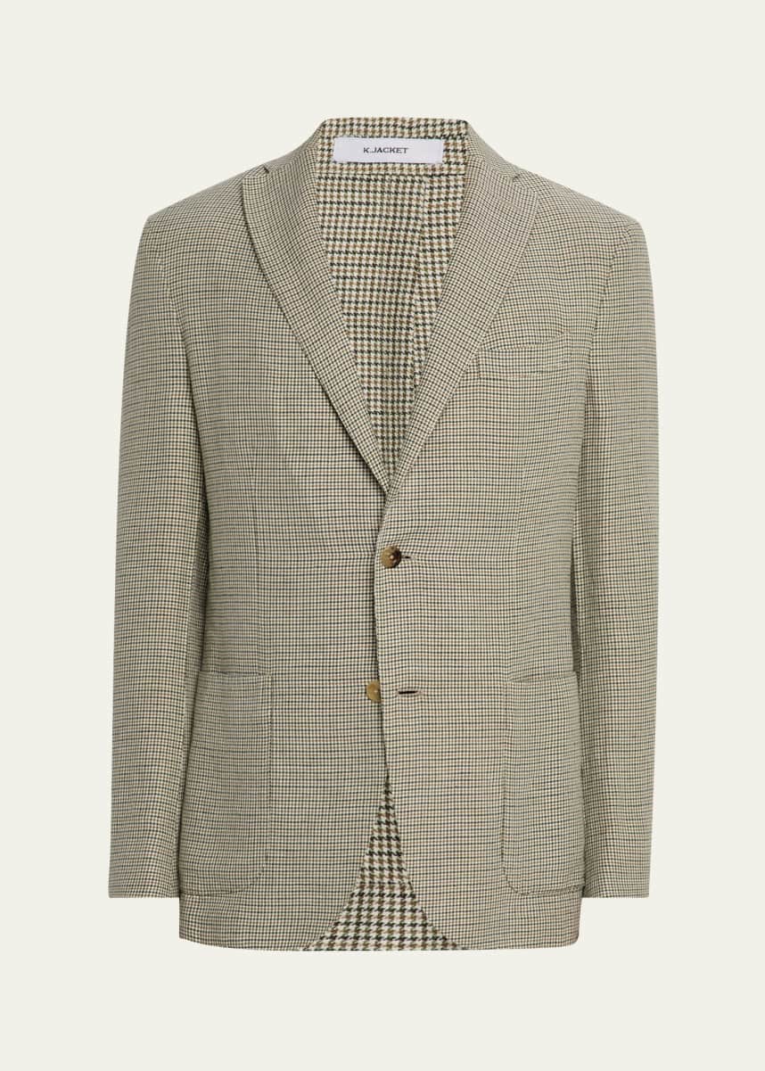 Boglioli Men's Houndstooth Linen-Cotton Jacket