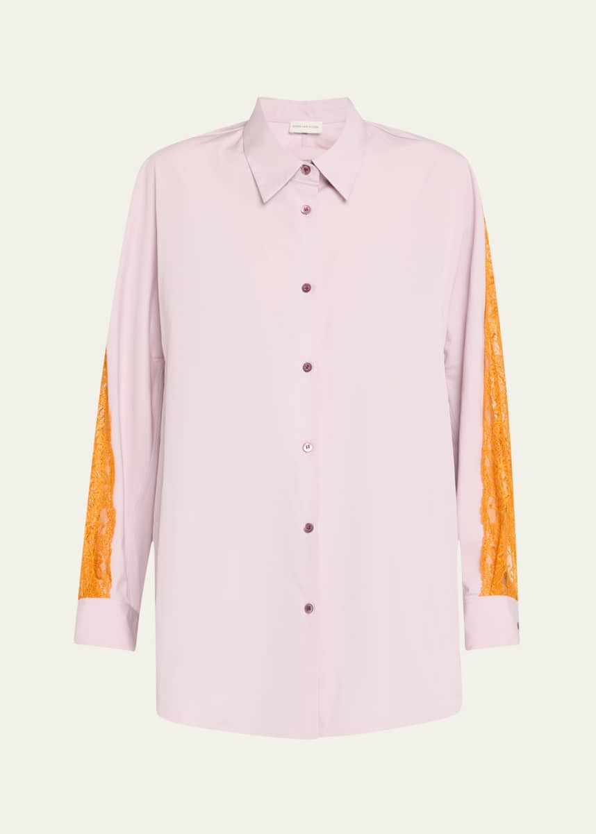 Dries Van Noten Camia Lace Button Down Shirt