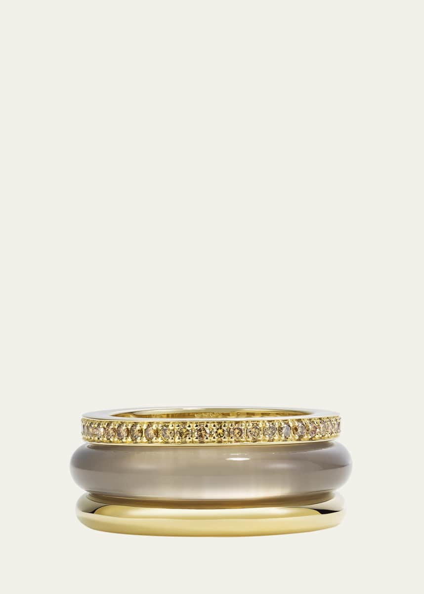 By Pariah Slim Ring Stack, Grey Agate