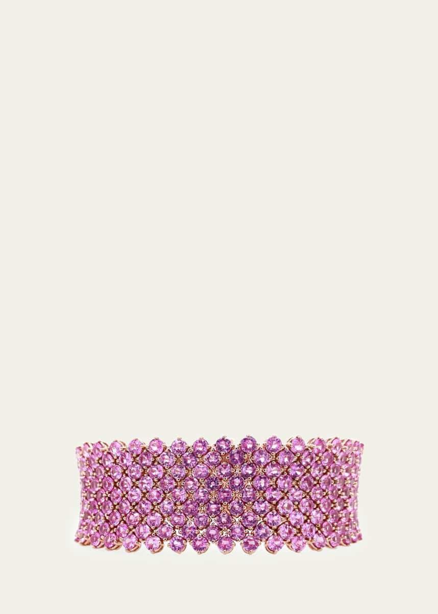 Bayco 18K Rose Gold Pink Sapphire Mesh Bracelet