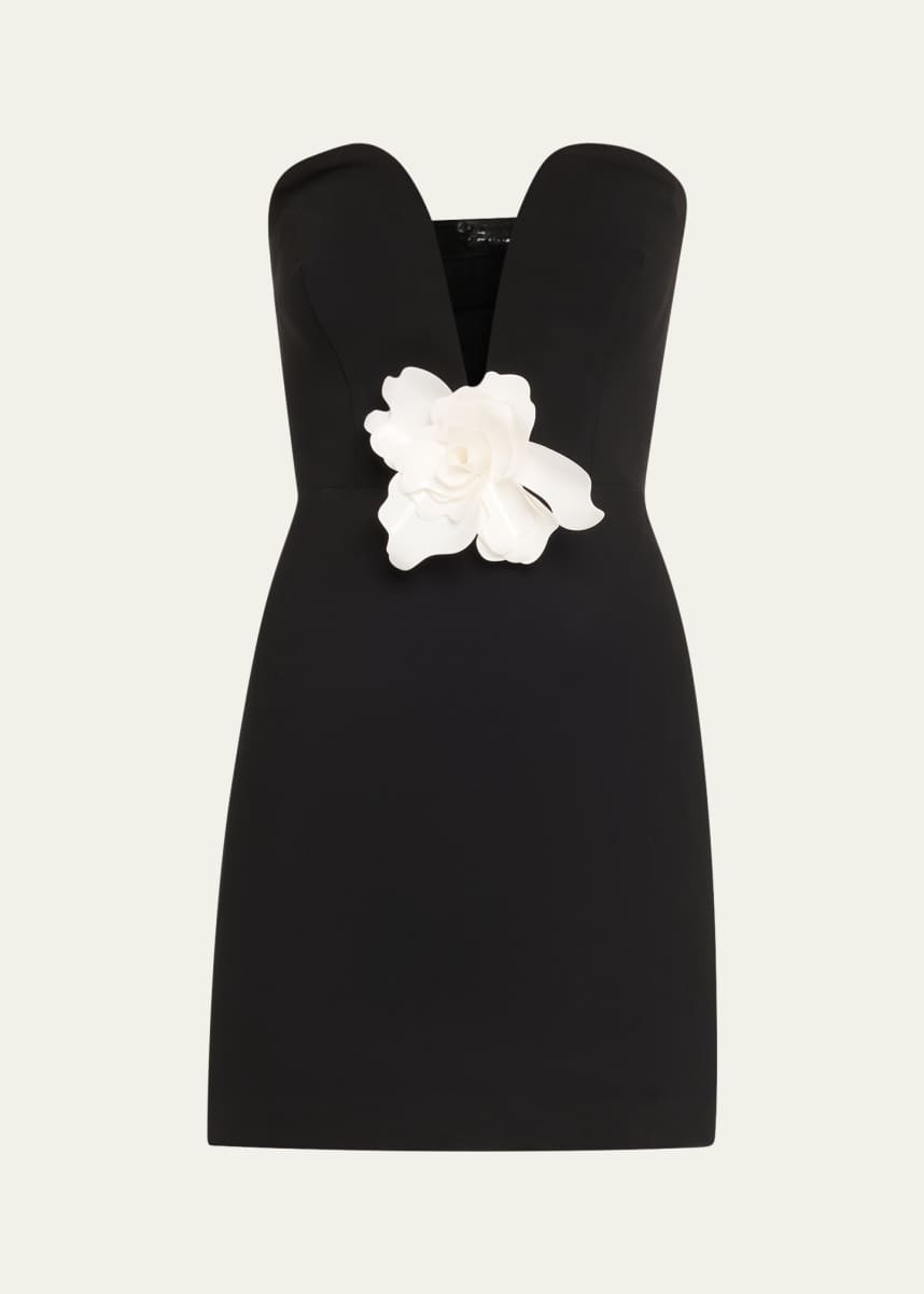 Halston Anabelle Strapless Plunge Crepe Mini Dress