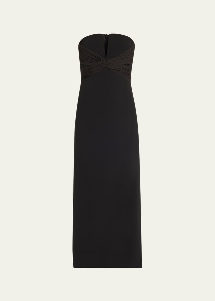 Halston Marguerite Strapless Plunge Midi Dress