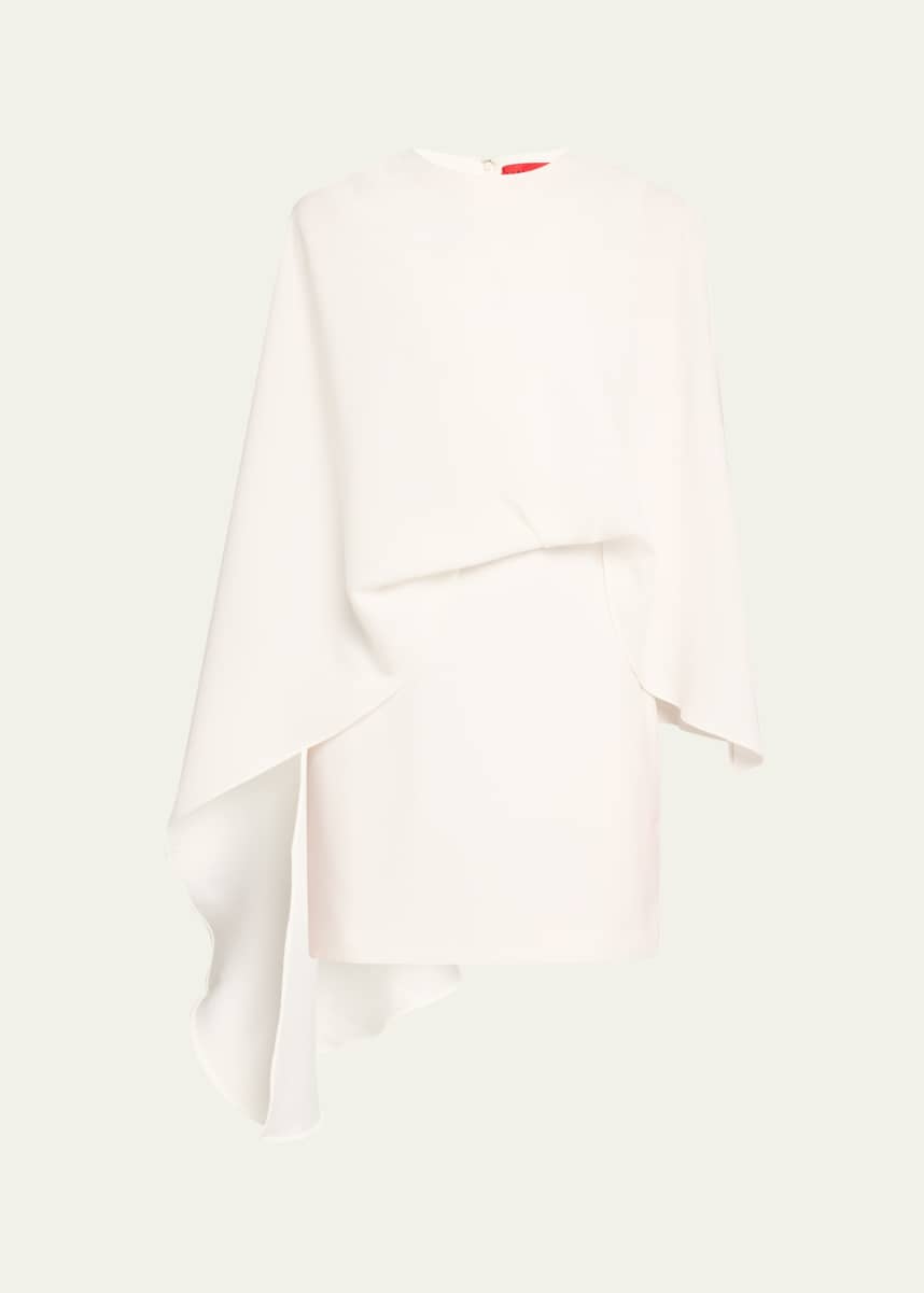 Halston Laure Asymmetric Draped Crepe Mini Dress