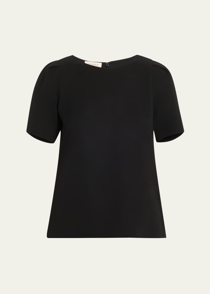 Lafayette 148 New York Puff-Sleeve Crepe Blouse