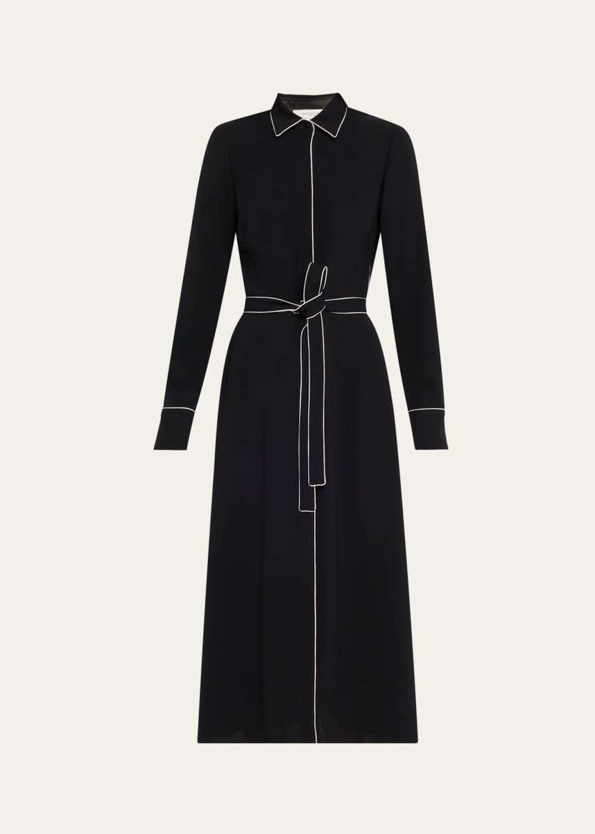 Lafayette 148 New York Piped A-Line Midi Shirtdress