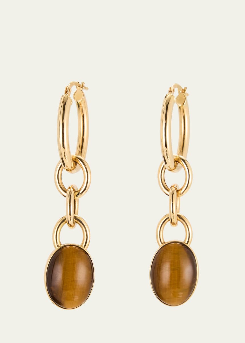 FARAONE MENNELLA by R.F.M.A.S. Mama 18K Yellow Gold Tiger's Eye Drop Earrings