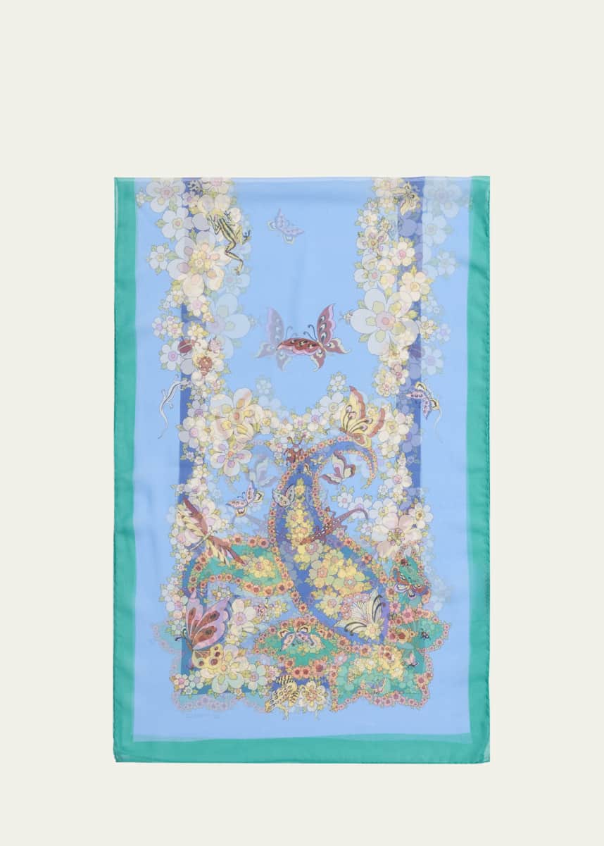 Etro Tosca Paisley-Print Silk Scarf