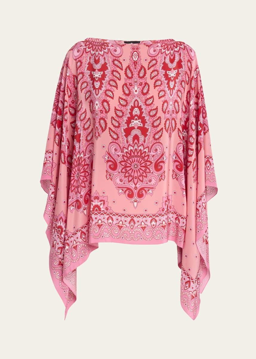 Etro Pink Paisley Silk Poncho