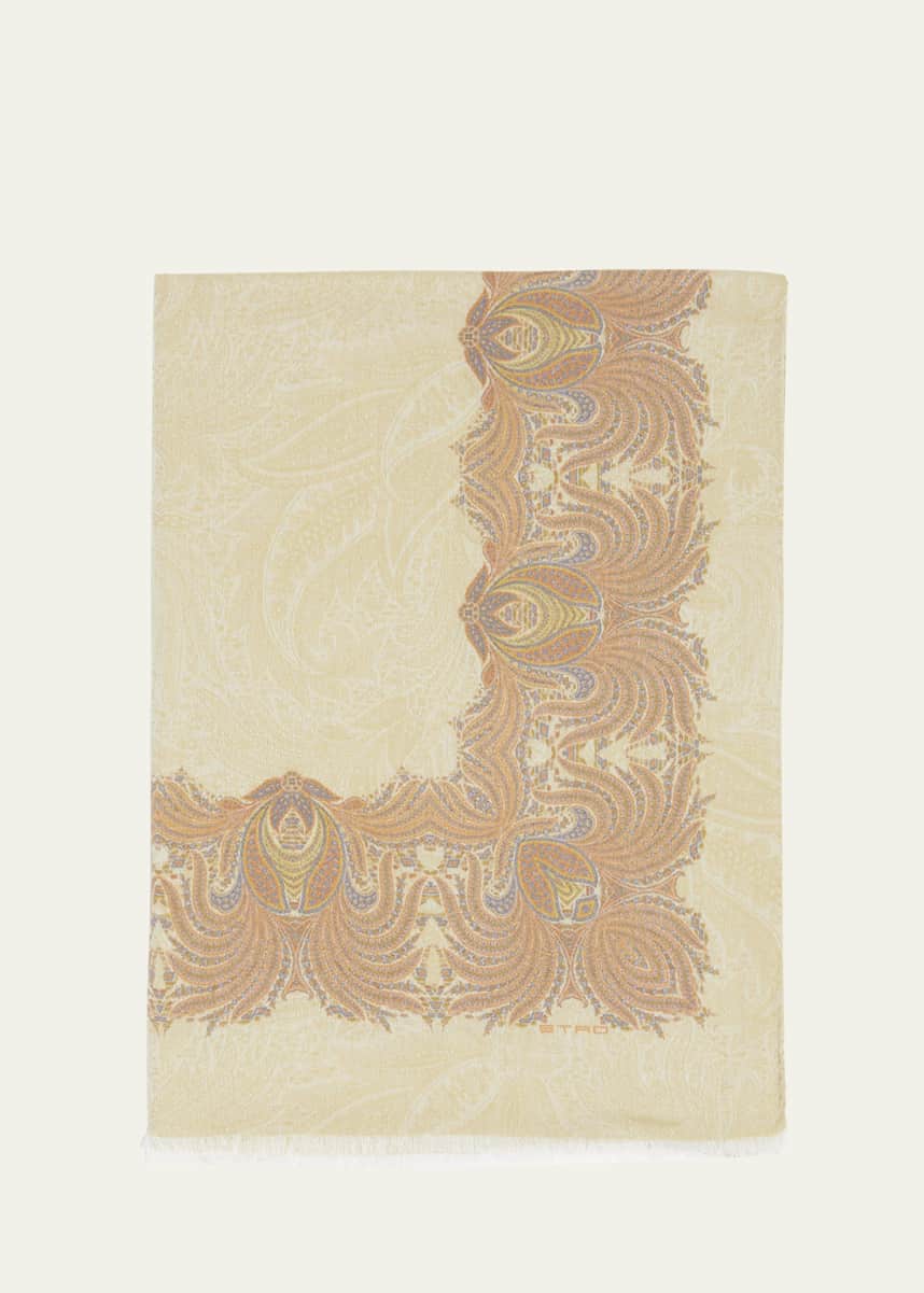 Etro Orfeo Paisley Border Jacquard Scarf