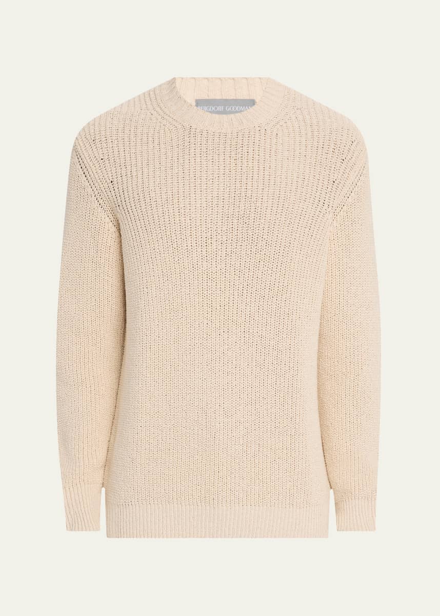 Bergdorf Goodman Men's Summer Cotton Rib Crewneck Sweater