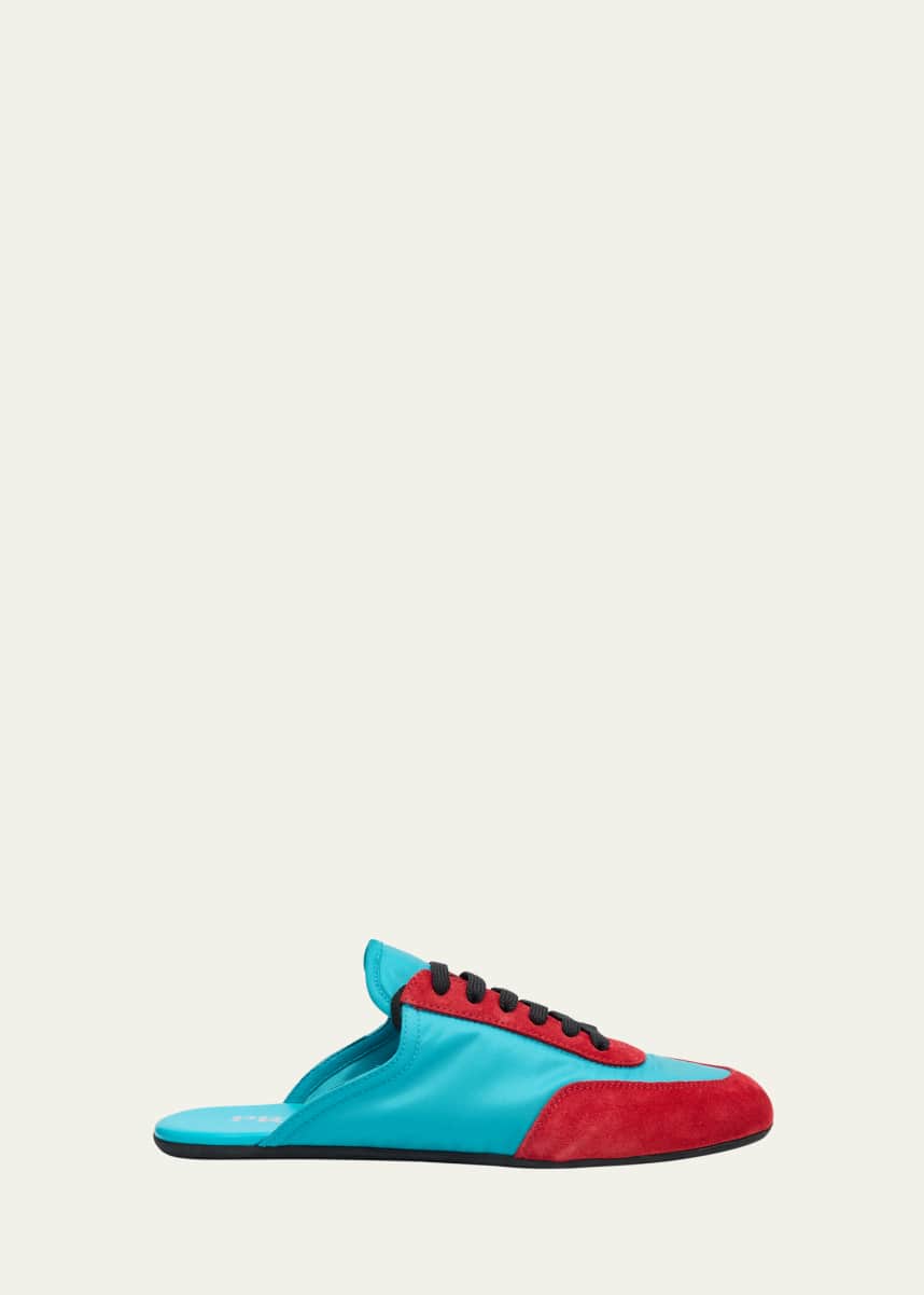 Prada Bicolor Nylon Suede Mule Sneakers