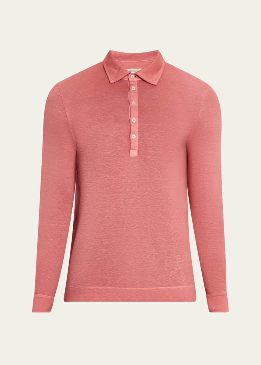 Massimo Alba Men's Raya Linen and Cotton Long-Sleeve Polo Shirt