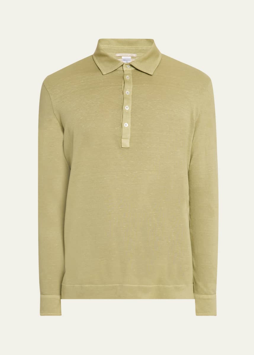 Massimo Alba Men's Raya Linen and Cotton Long-Sleeve Polo Shirt