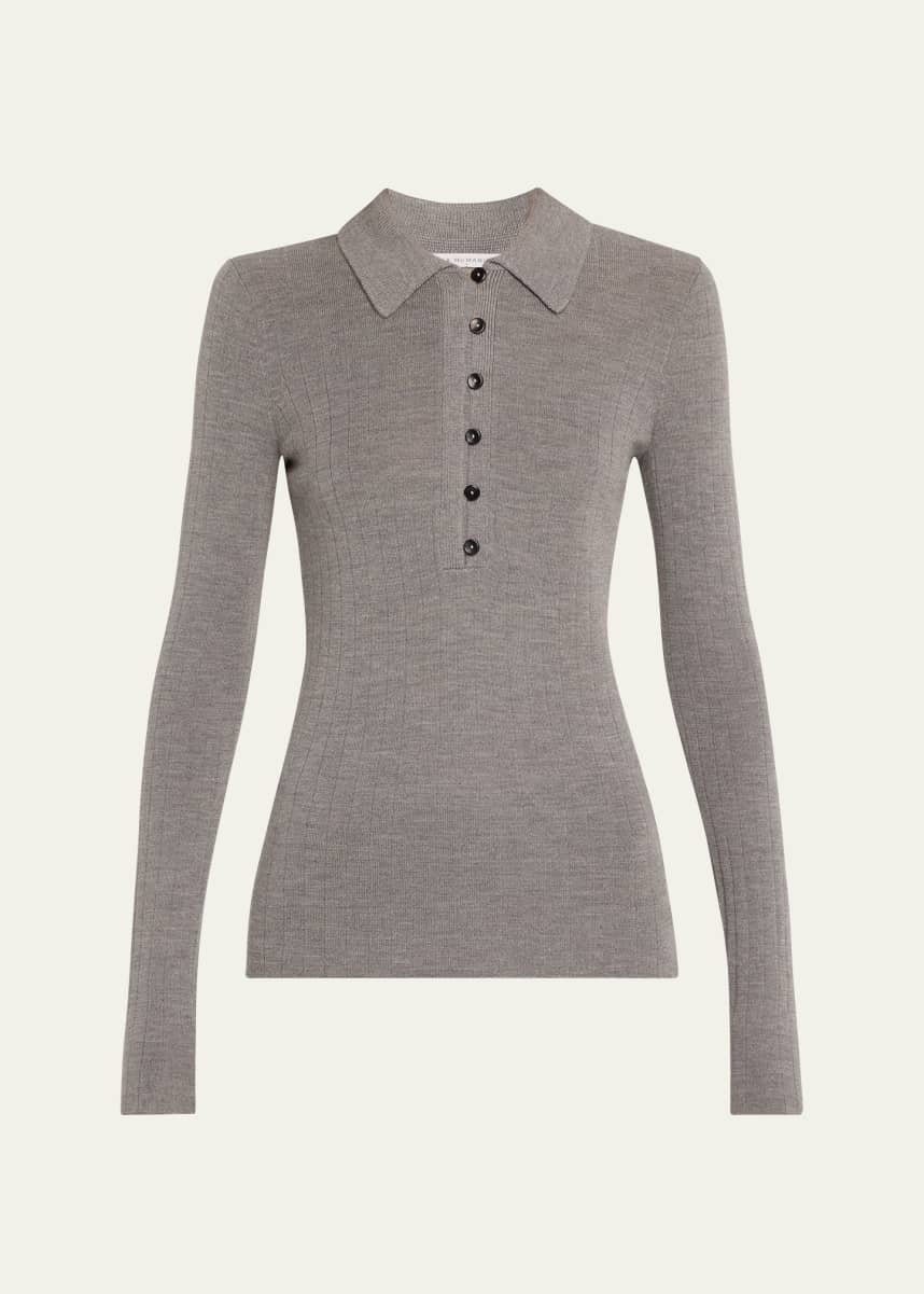MARIA MCMANUS Kissing Placket Polo Merino Wool Top