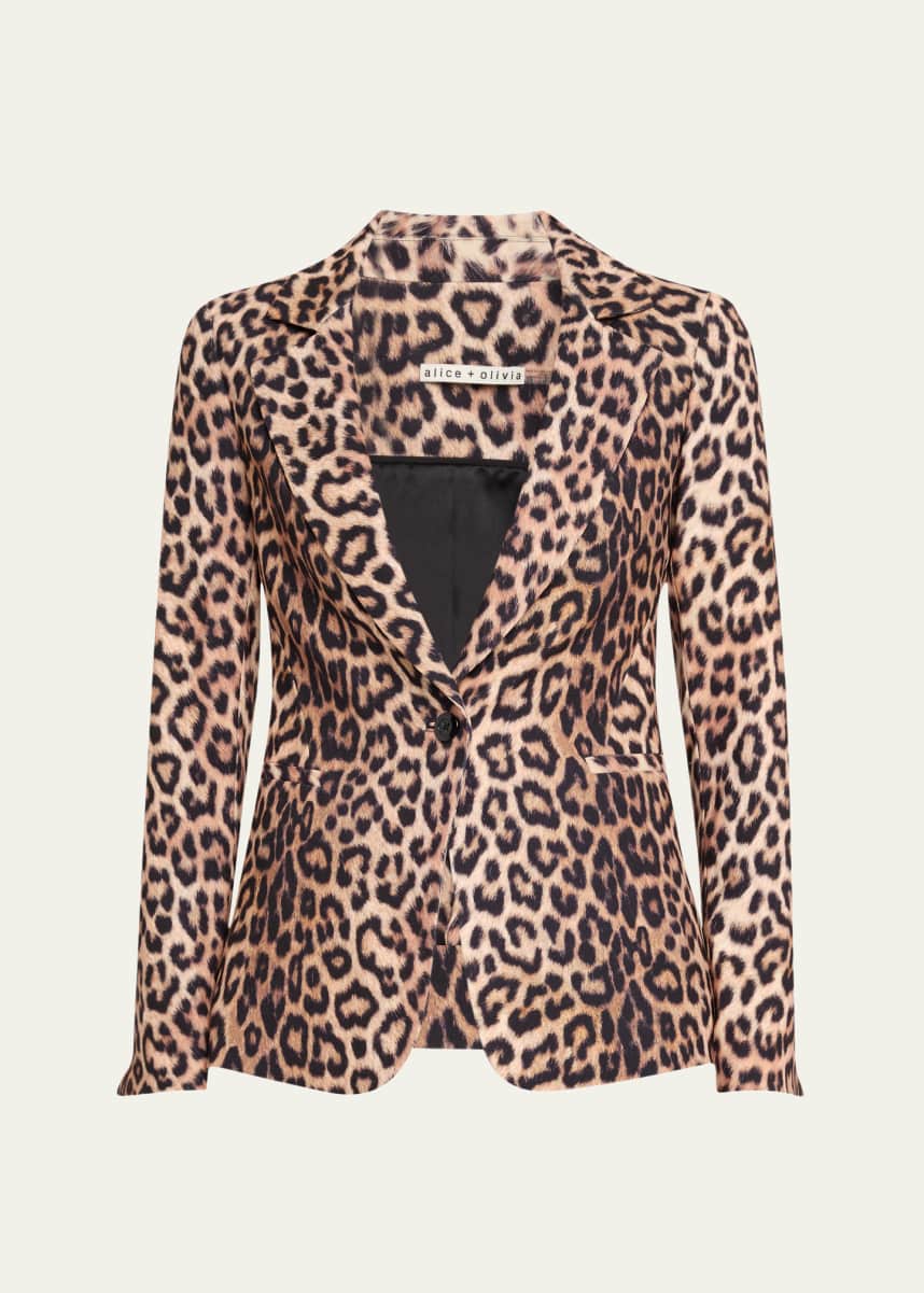 Alice + Olivia Macey Leopard Fitted Blazer