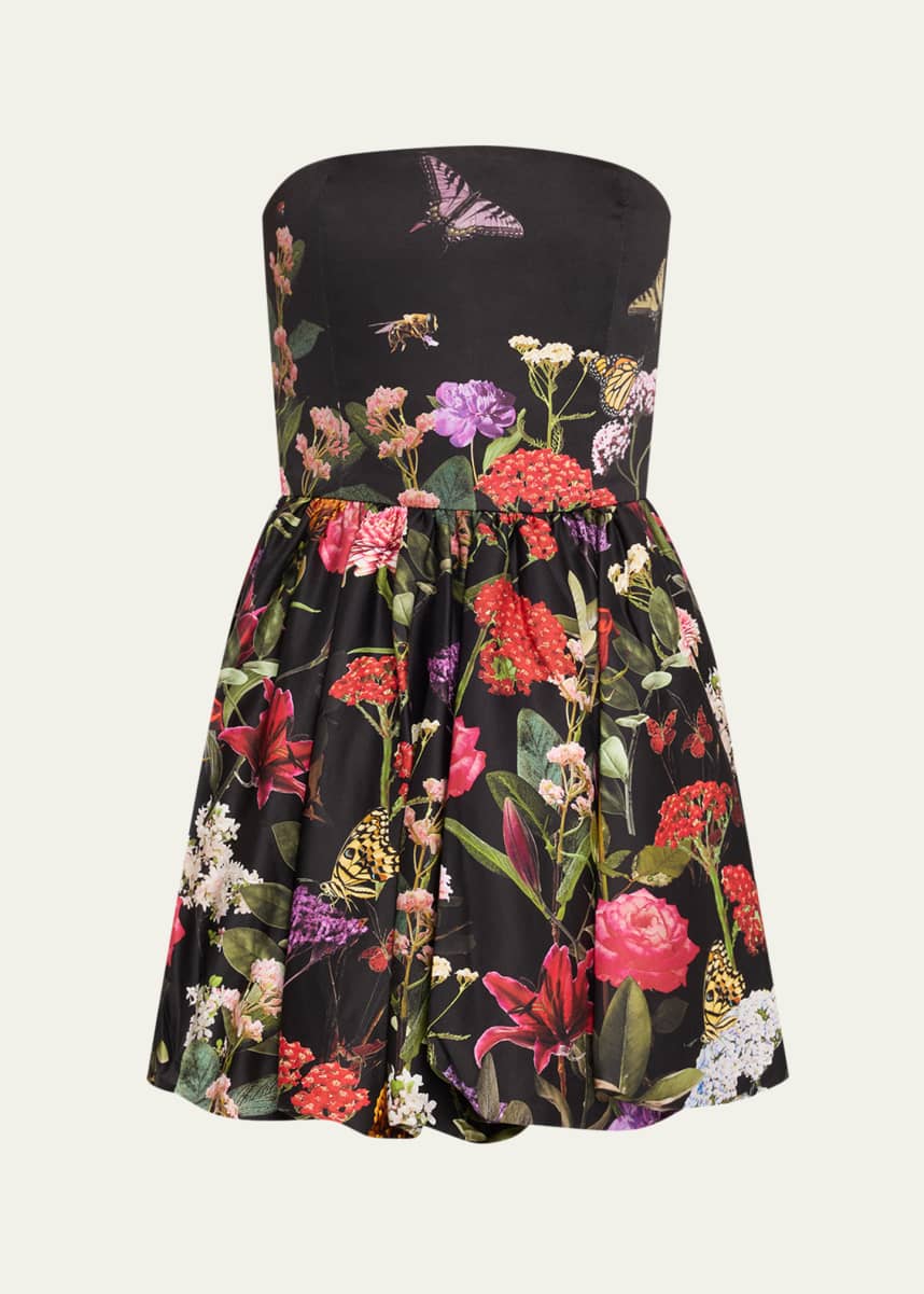 Alice + Olivia Asha Strapless Structured Bubble-Hem Mini Dress