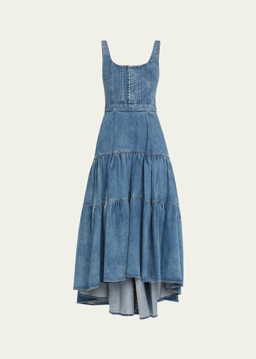 Alice + Olivia Diana Structured Denim Midi Dress