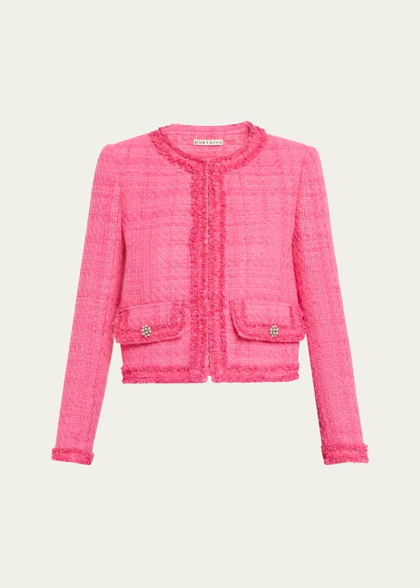 Alice + Olivia Landon Cropped Tweed Jacket