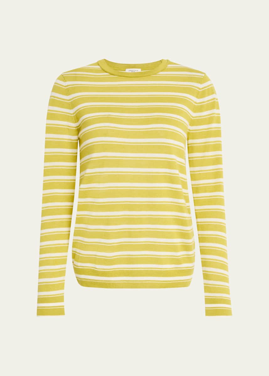 Lafayette 148 New York Striped Crewneck Silk-Linen Sweater