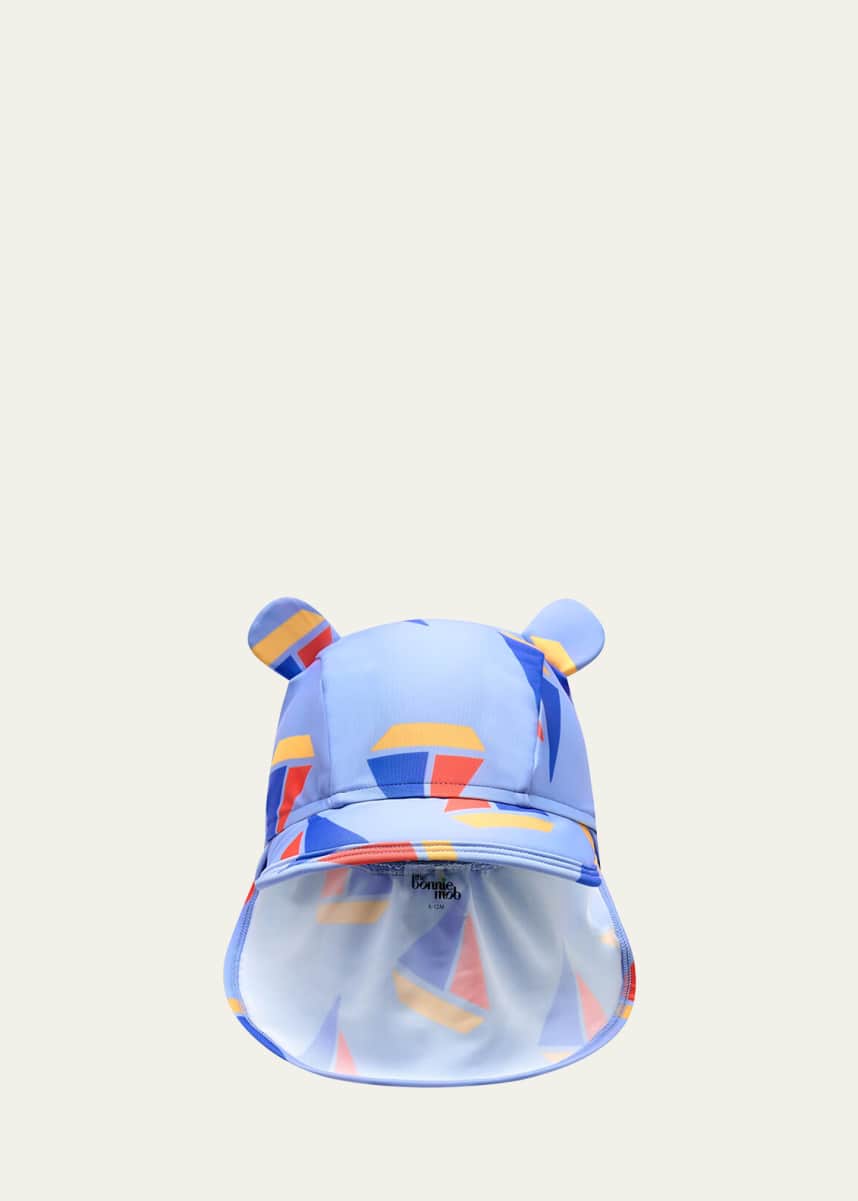bonniemob Kid's Sailboat-Print UV Sun Hat, Size 0M-24M