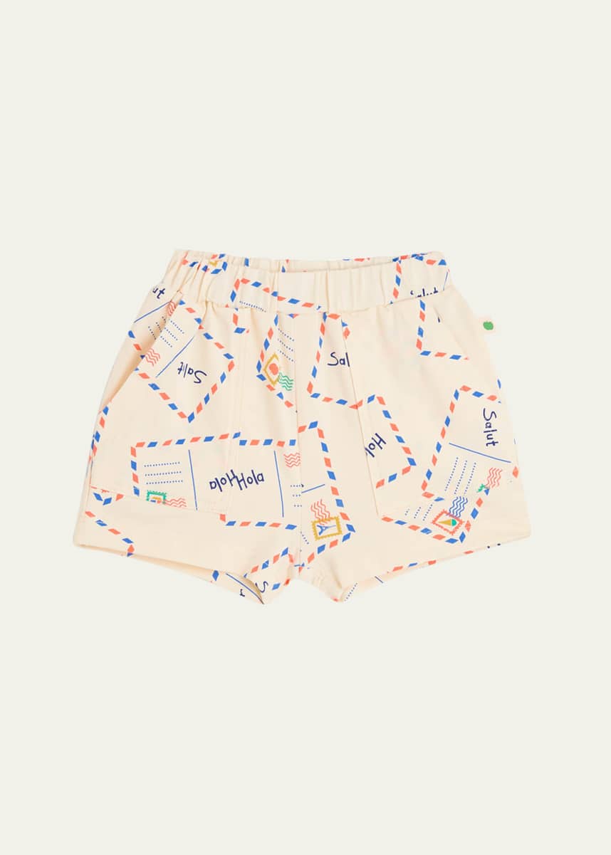 bonniemob Boy's Postcard Printed Shorts, Size 6M-24M
