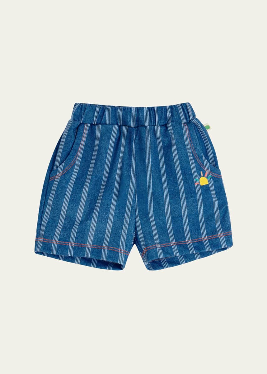 bonniemob Boy's Striped Embroidered Shorts, Size 6M-24M