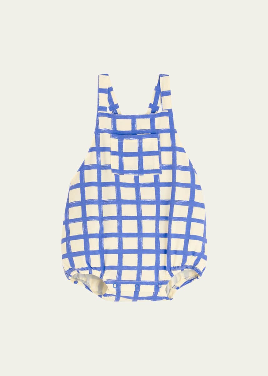 bonniemob Boy's Check-Print Bubble Romper, Size Newborn-24M