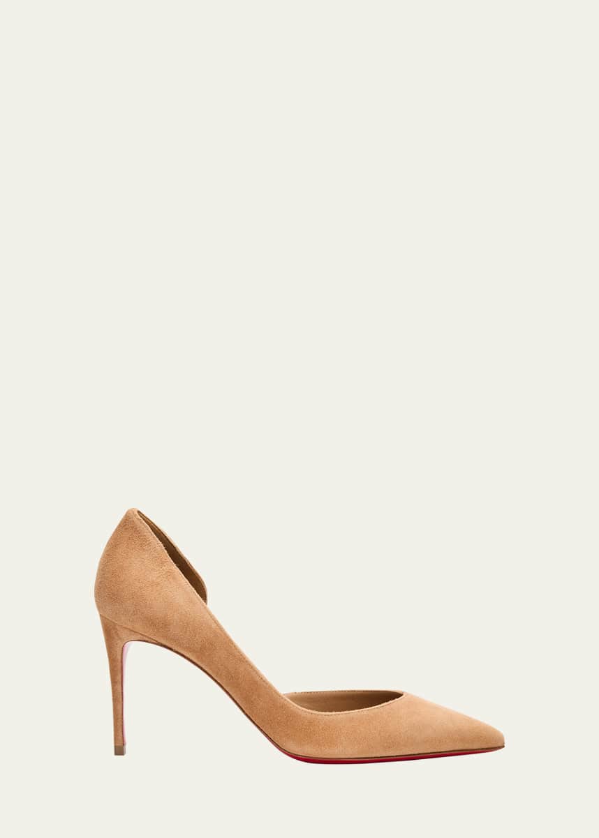 Christian Louboutin Iriza Suede Half-d'Orsay Red Sole Pumps
