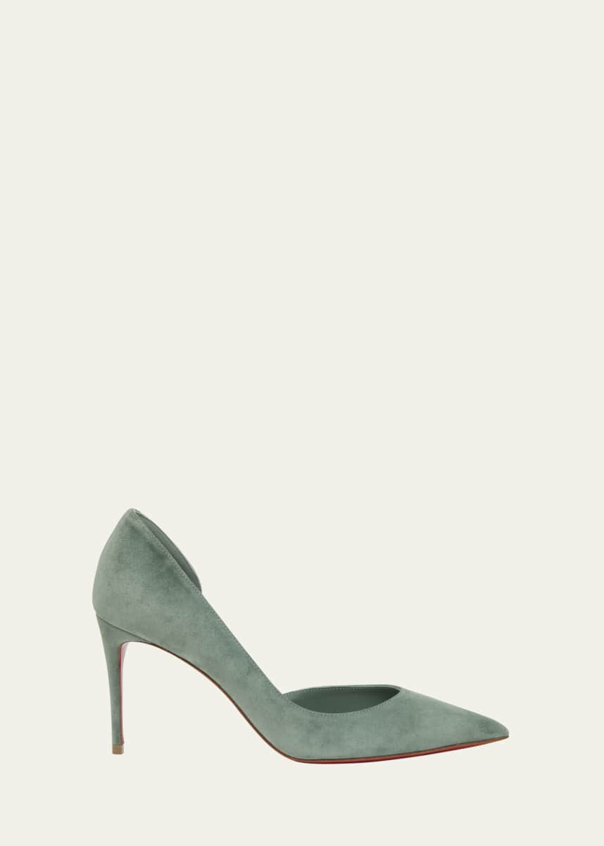 Christian Louboutin Iriza Suede Half-d'Orsay Red Sole Pumps
