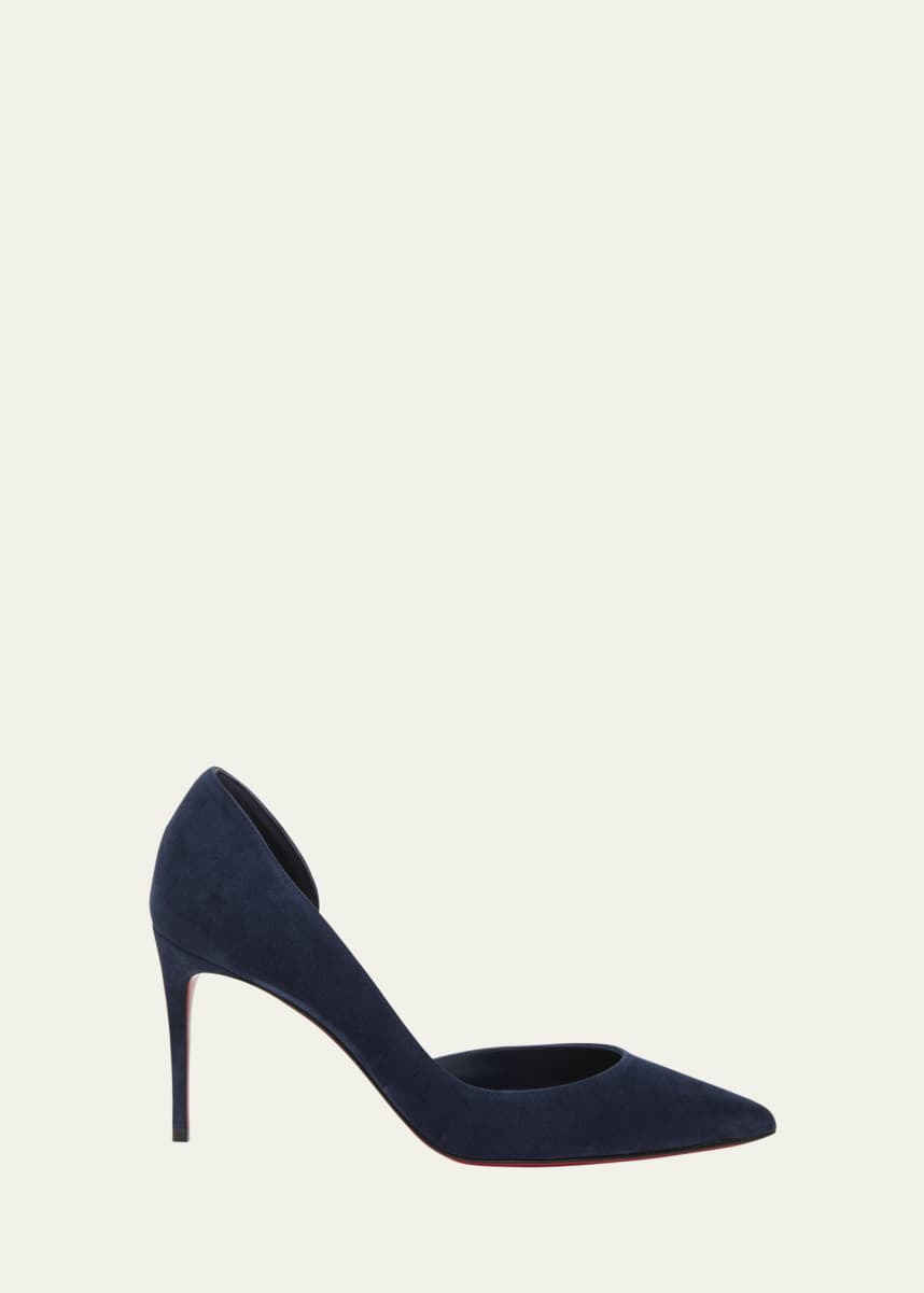 Christian Louboutin Iriza Suede Half-d'Orsay Red Sole Pumps