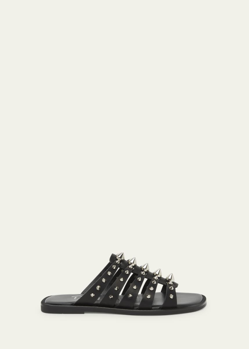 Christian Louboutin Charja Spike Leather Red Sole Slide Sandals
