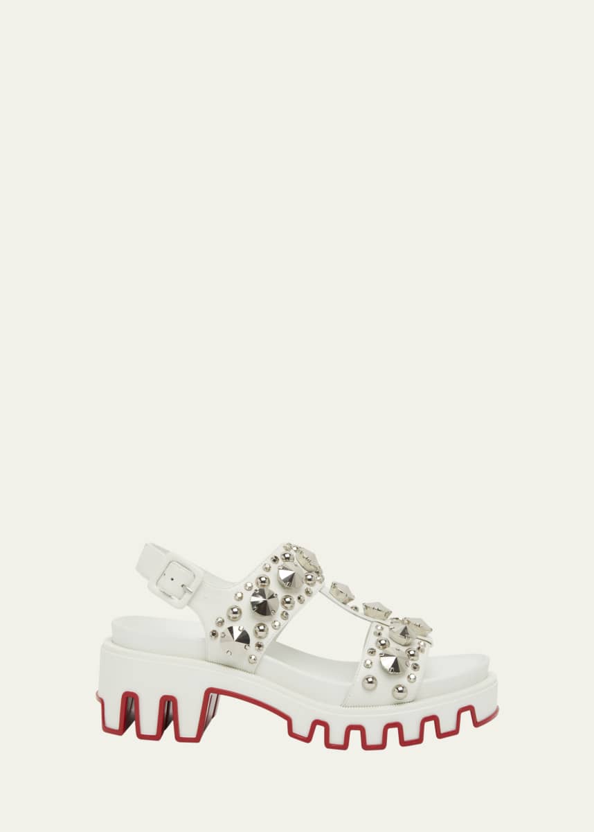 Christian Louboutin Duni Extrazza Leather T-Strap Lug-Sole Sandals