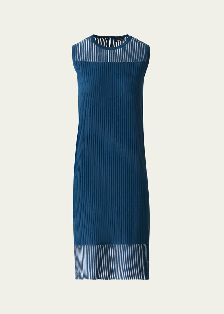 Akris Sheer Striped Knit Sleeveless Dress