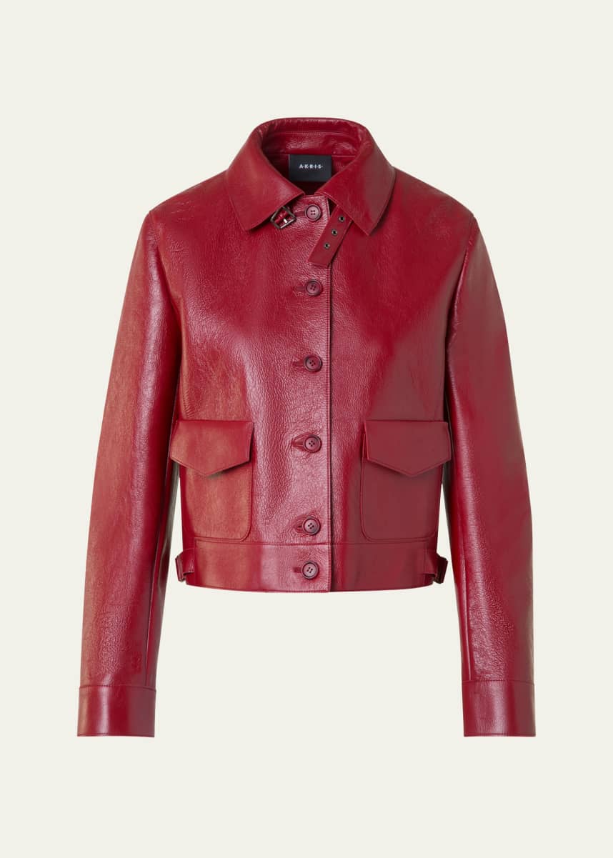 Akris Peer Lacquered Leather Short Jacket