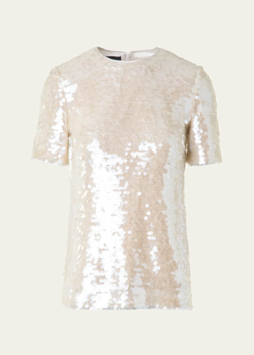 Akris Sequined Sheer Shoulder Blouse