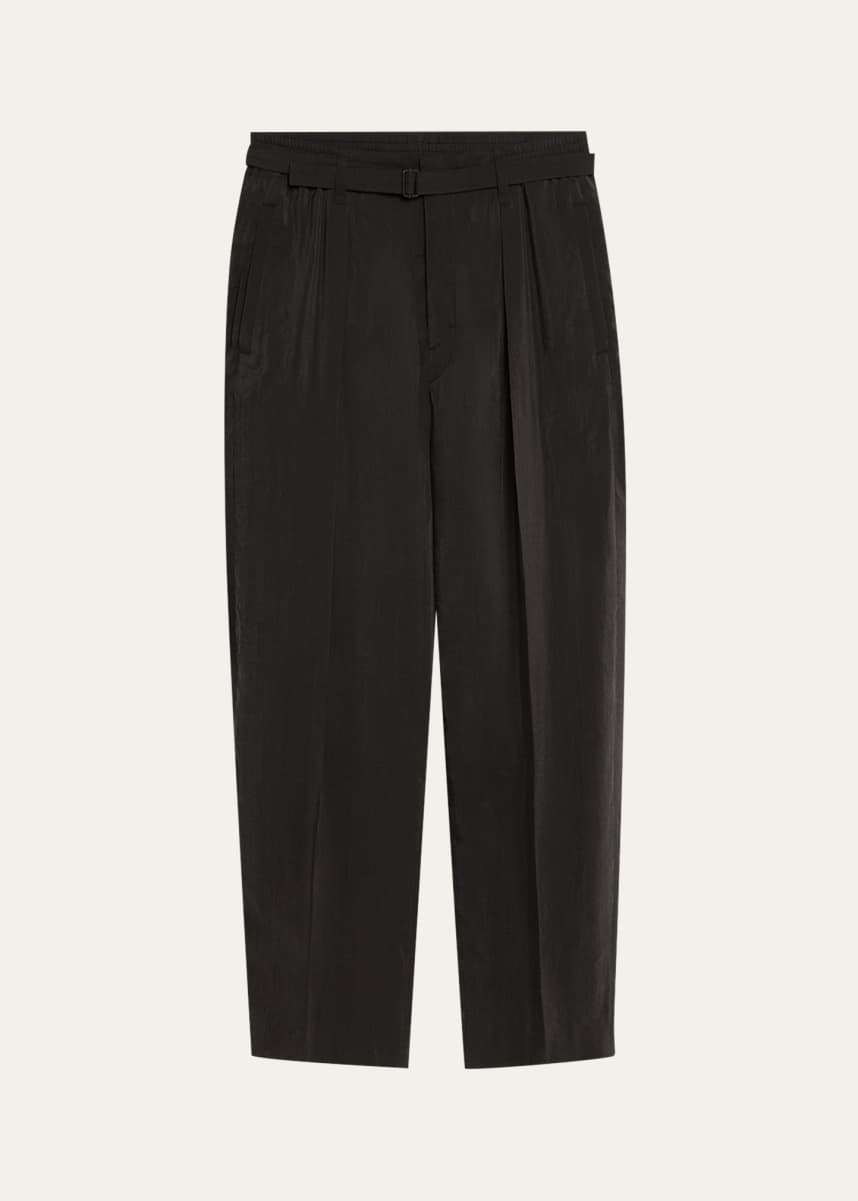 LEMAIRE Men's Belted Silk Relaxed-Fit Pants