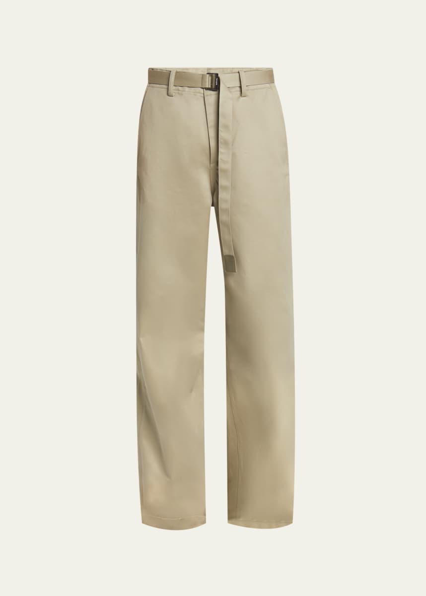 SACAI Men's Wide-Leg Belted Chino Pants