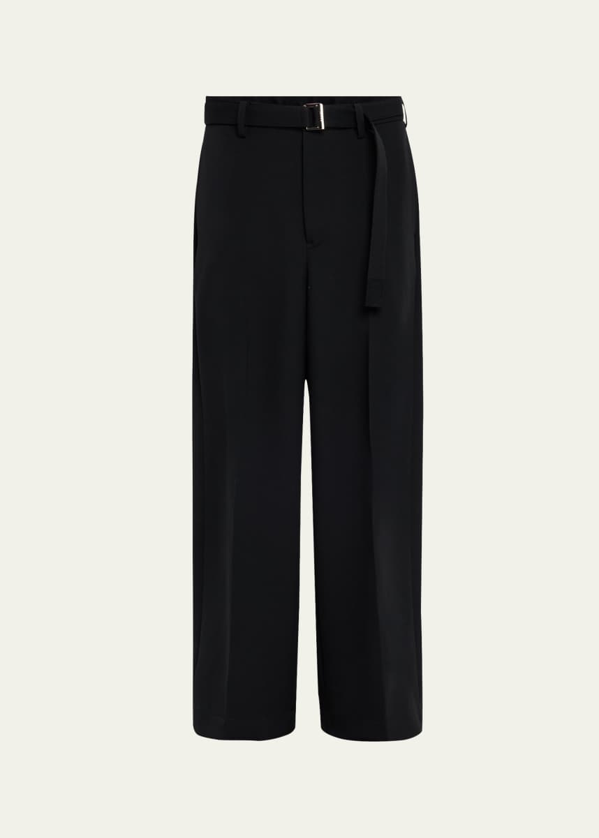 SACAI Men's Belted Matelasse Twill Pants