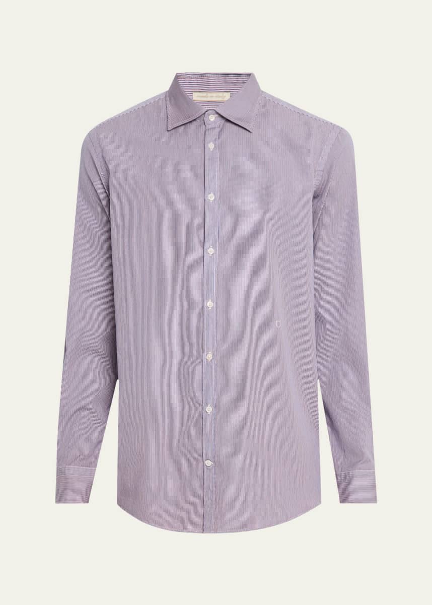 Massimo Alba Men's Genova Cotton Mini-Stripe Sport Shirt