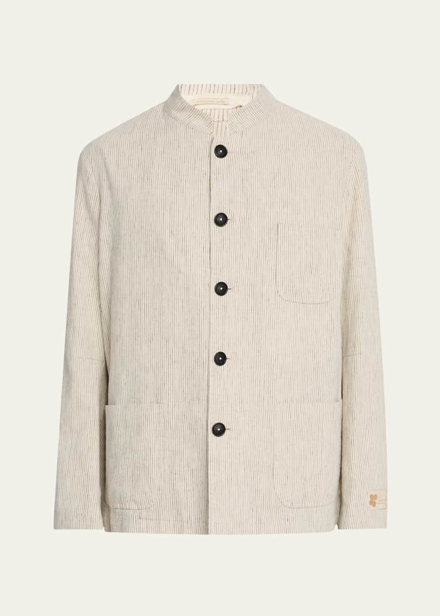 Massimo Alba Men's Bali Band-Collar Pinstripe Shirt Jacket