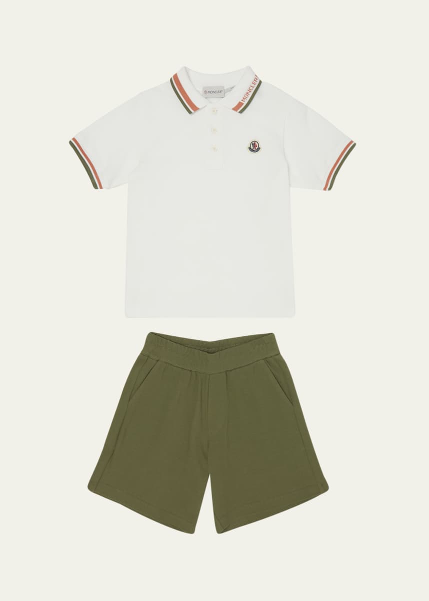 Moncler Boy's Polo Shirt W/ Shorts Set, Size 4-6