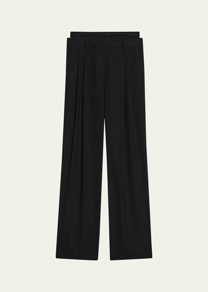 Helmut Lang Pleated Double-Waistband Pants