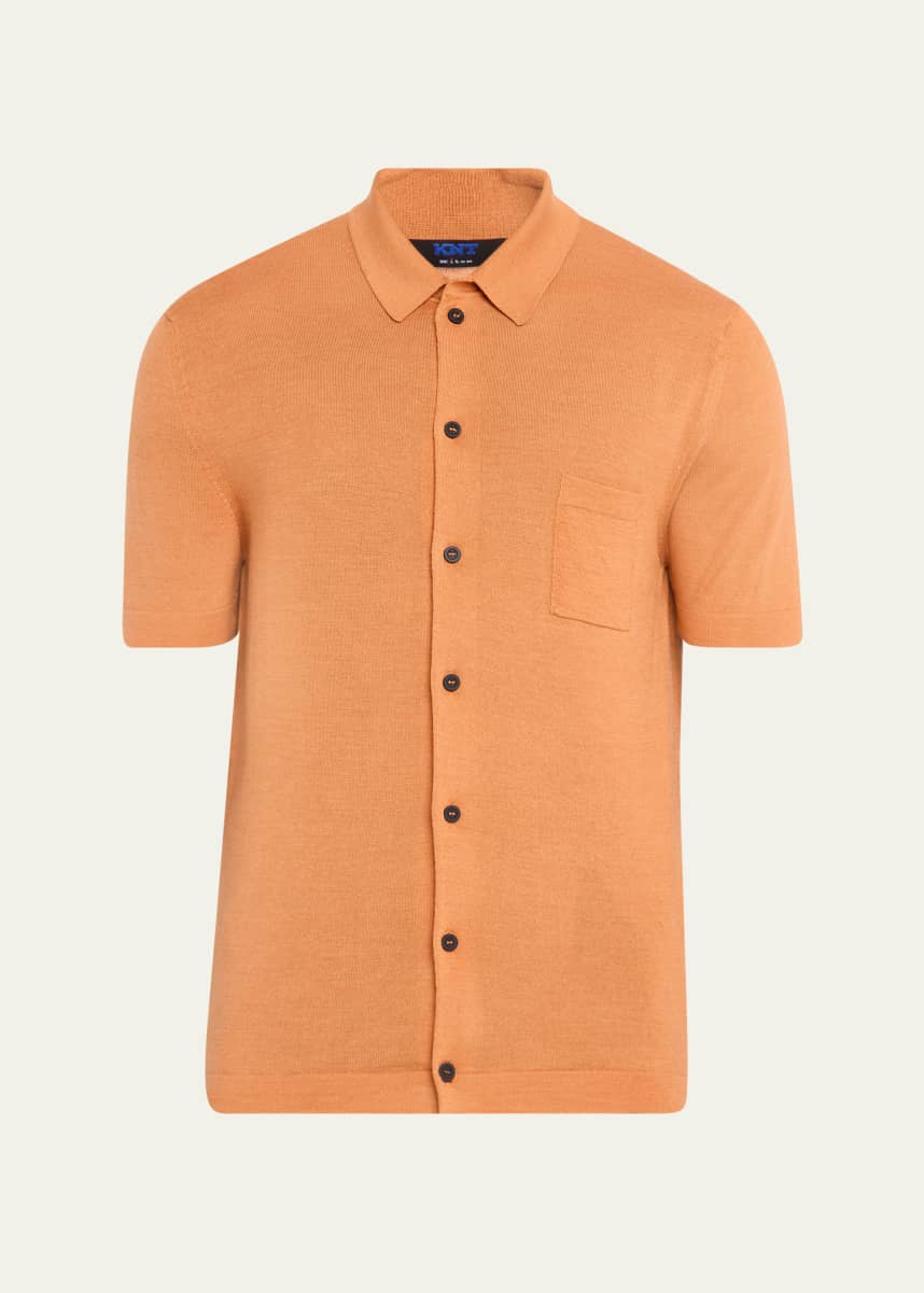 KNT Men's Luxe Knit Button-Down Shirt