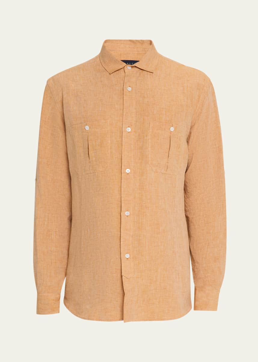 Sease Men's Sunrise Saharan Linen Casual Button-Down Shirt
