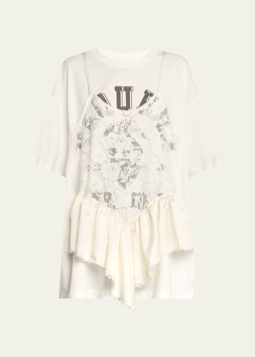 VAQUERA Lace Teddy Oversized Jersey Tee