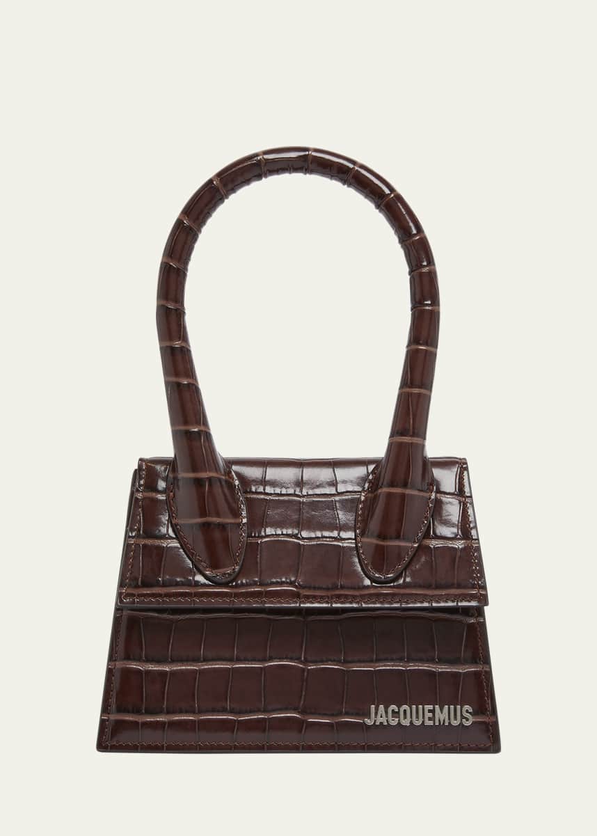 Jacquemus Le Chiquito Moyen Croc-Embossed Leather Top-Handle Bag