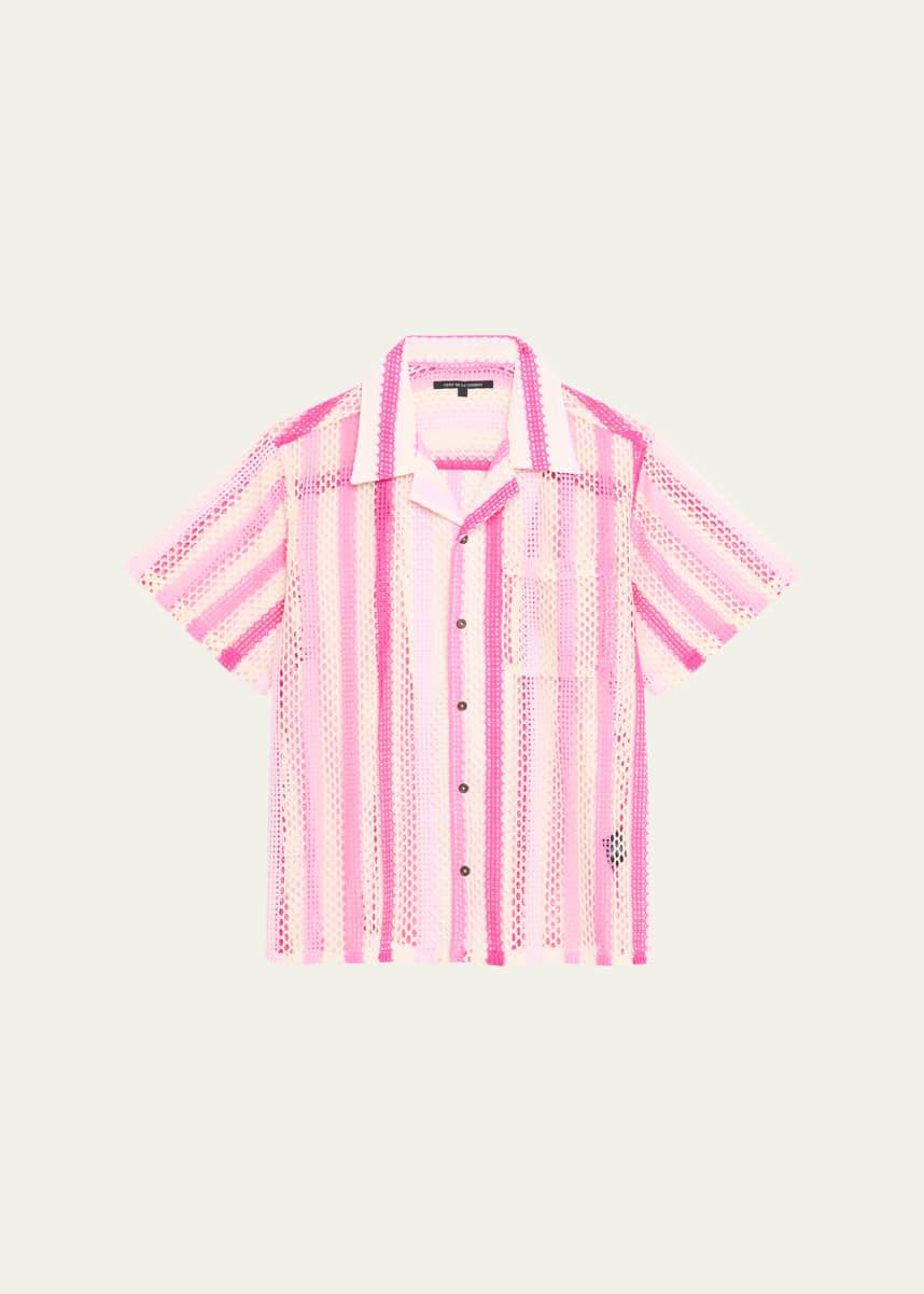 Cout De La Liberte Men's Vincent Striped Mesh Camp Shirt