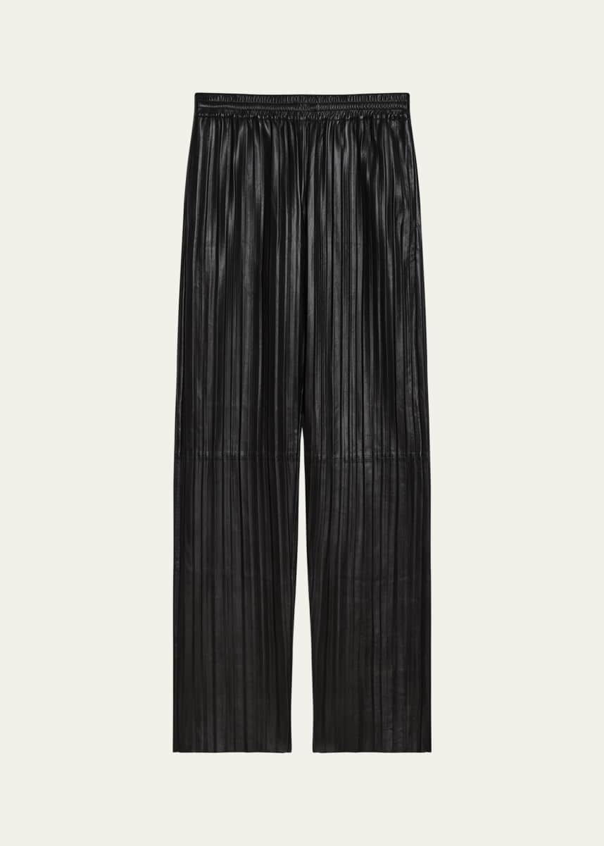 Helmut Lang Pull-On Pleated Leather Car Trousers